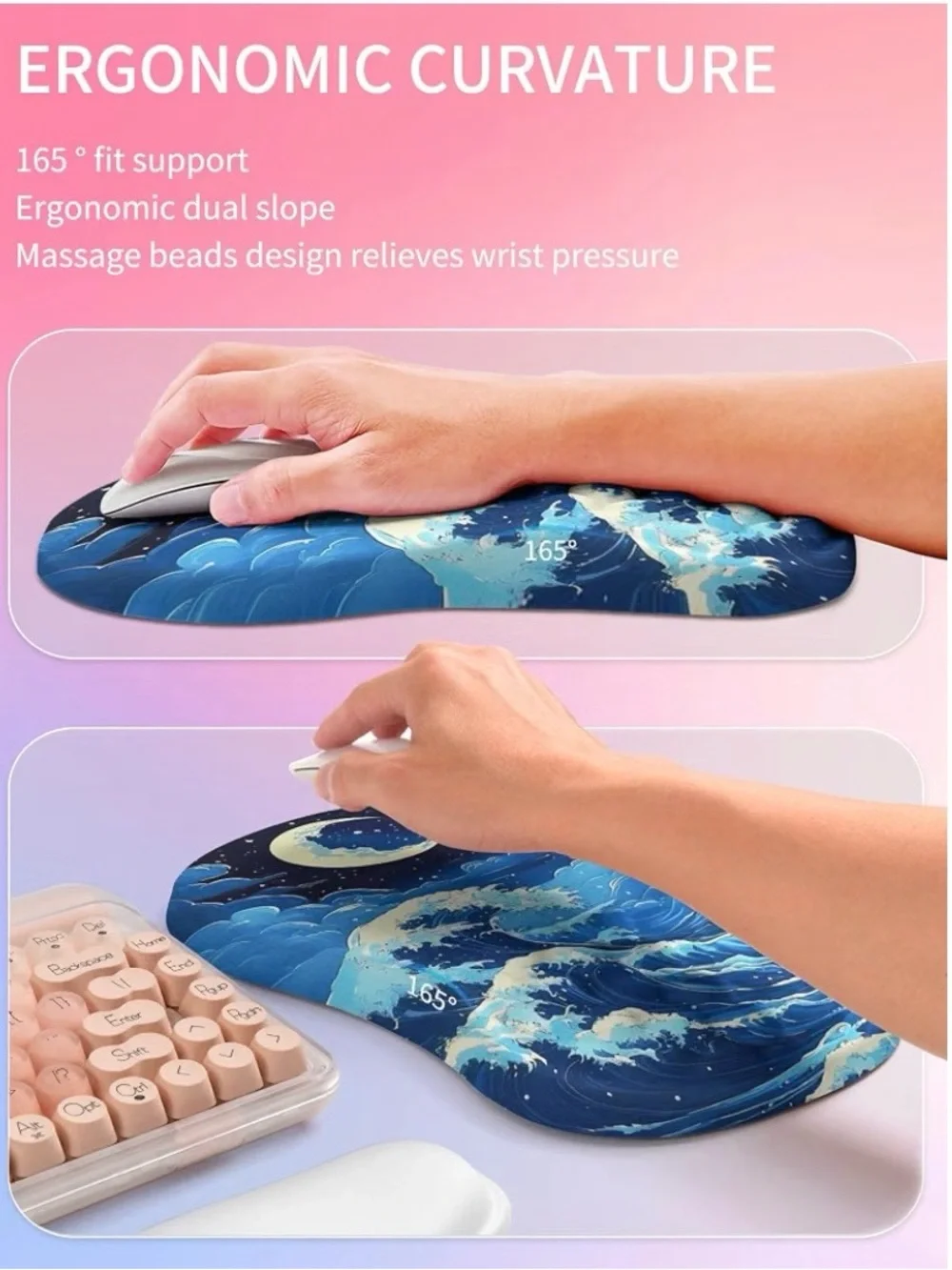 Hokafenle 2-Piece Ergonomic Memory Foam Keyboard Wrist Rest & Mouse Pad Set New